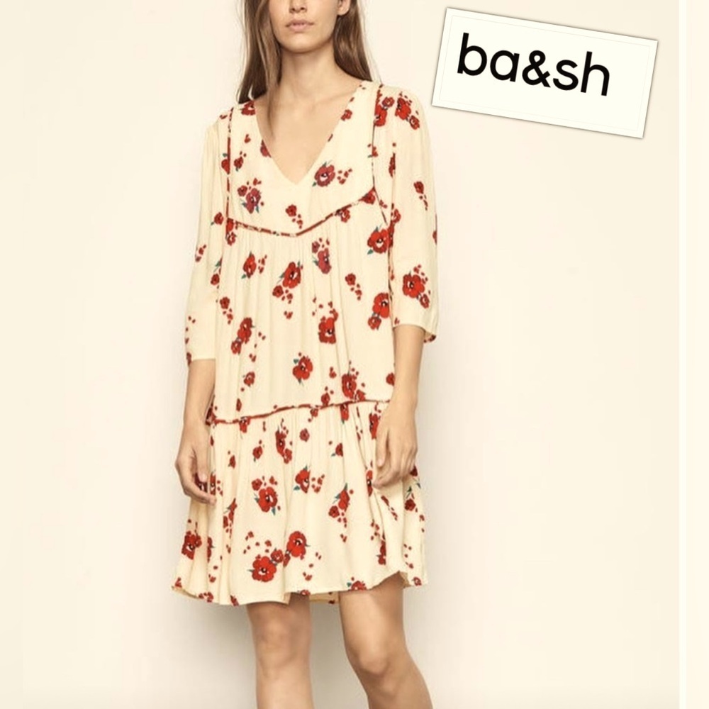 ba&sh Coastal Cowgirl Boho Floral 100% Buttery Soft Viscose Designer Dress Sz SM
